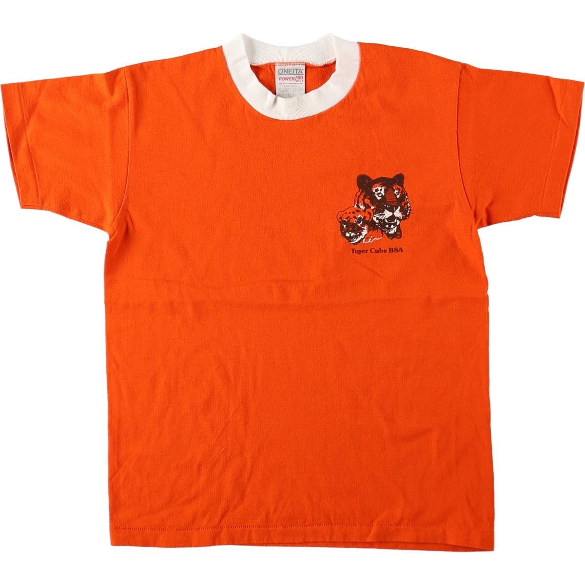 古着 90年代 オニータ ONEITA ボーイスカウト 虎柄 タイガー柄 プリントTシャツ USA製 レディースS相当 ヴィンテージ/eaa665587
