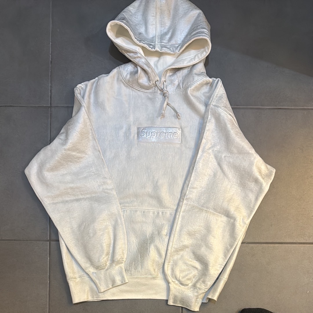 Supreme x MM6 Maison Margiela Foil Box Logo Hooded Sweatshirt "White"