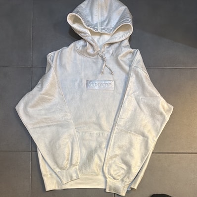 Supreme x MM6 Maison Margiela Foil Box Logo Hooded Sweatshirt "White"