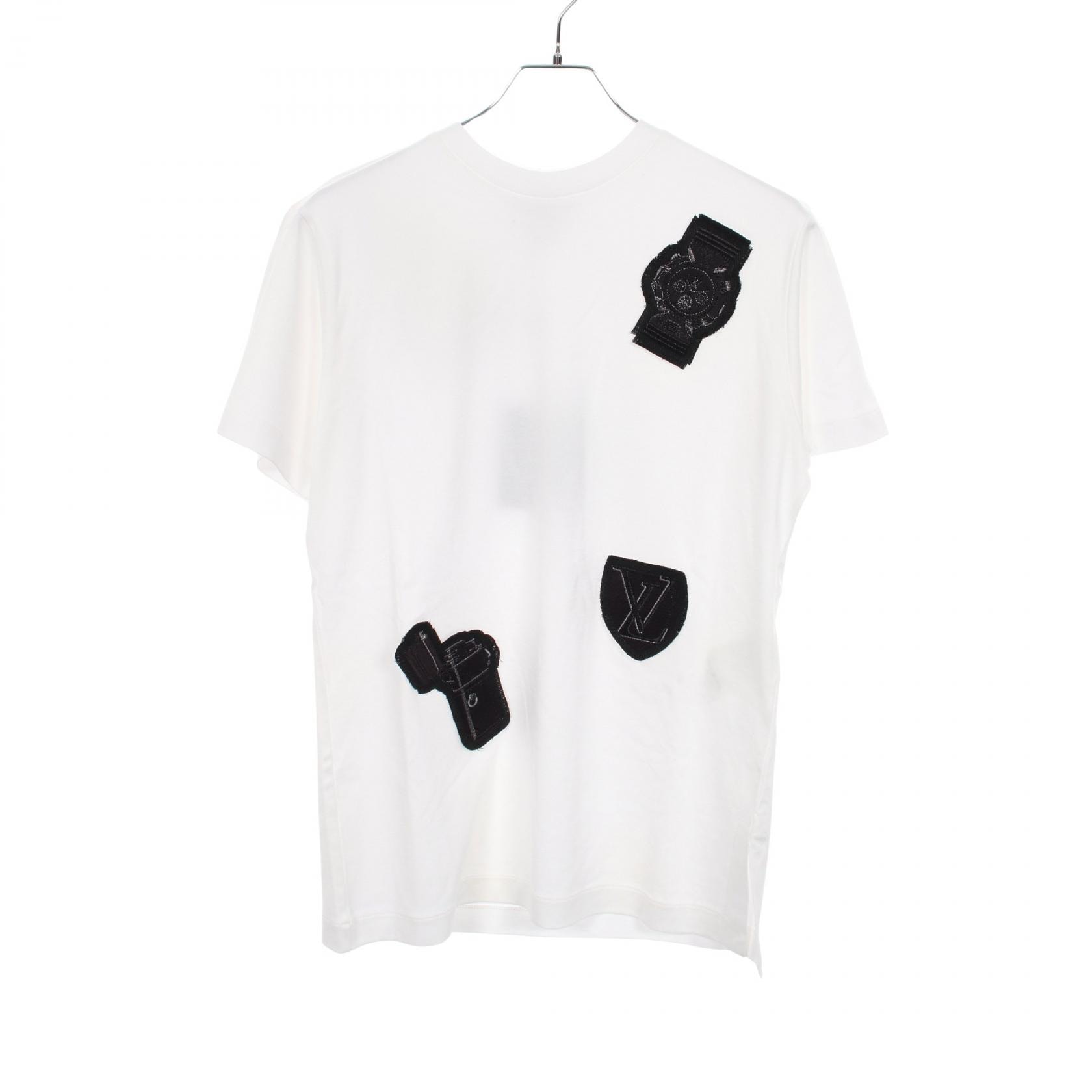 ルイ・ヴィトン LOUIS VUITTON パッチ付き クルーネック 半袖Tシャツ 衣料品 トップス コットン レディース ホワイト系 RW192W JG2 FHTB03 【中古】