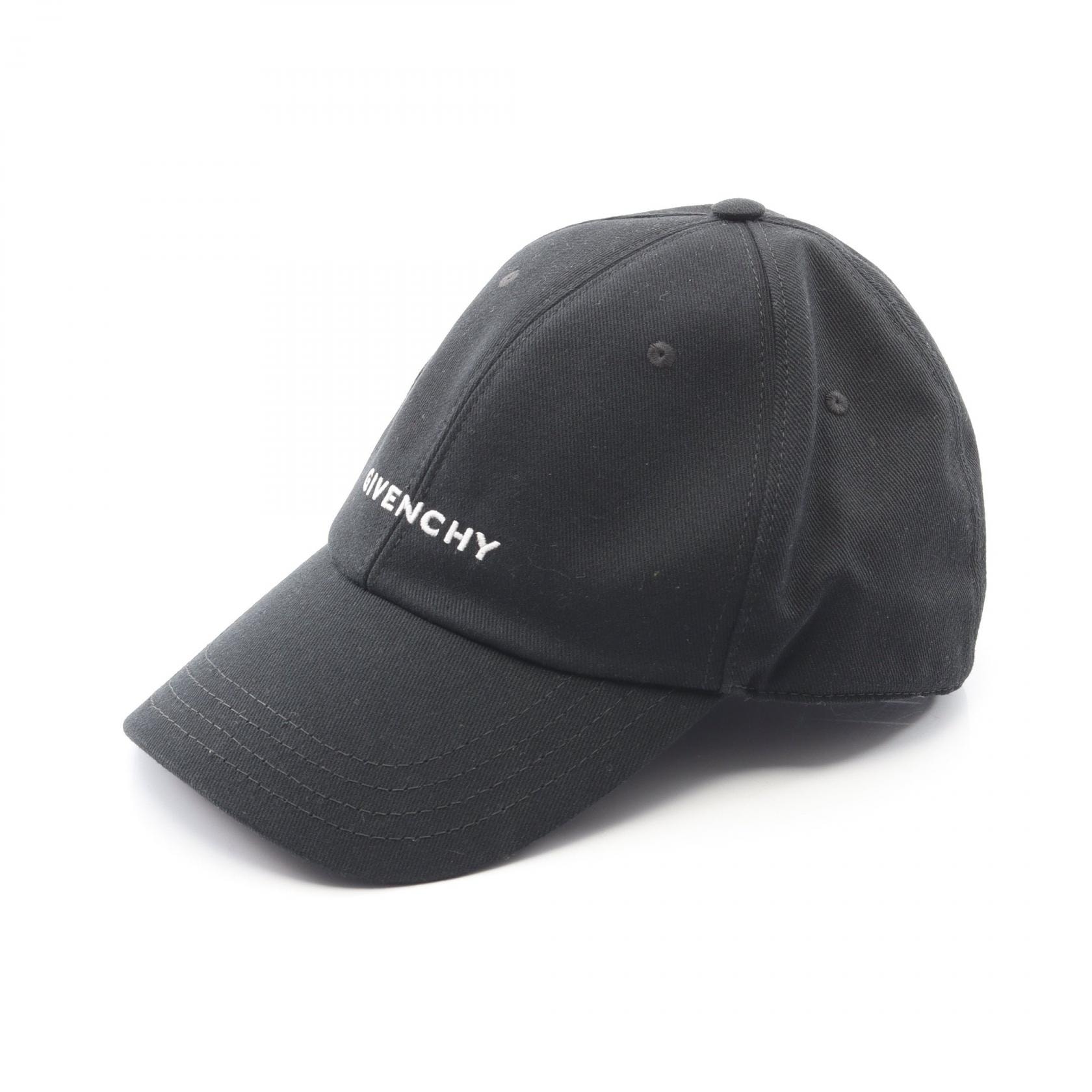 ジバンシィ GIVENCHY ロゴ エンブロイダリー キャップ 帽子 コットン メンズ レディース ブラック系 【中古】