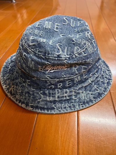 Supreme Warp Jacquard Logos Denim Crusher "Blue"