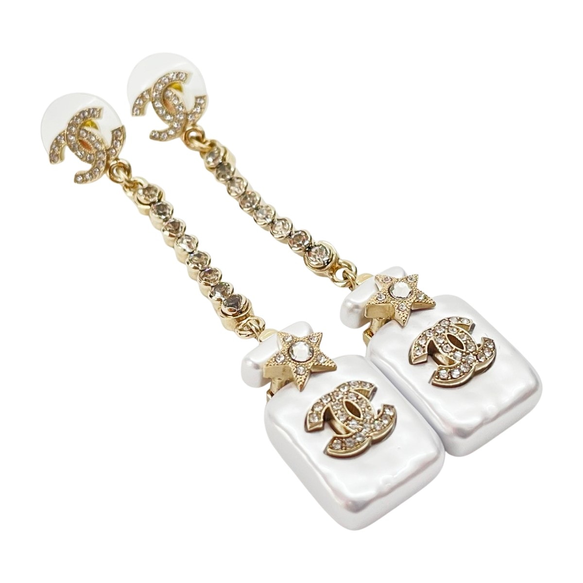 CHANEL シャネル アクセサリー ピアス 香水ボトル×スターモチーフ ロングドロップピアス ゴールド
