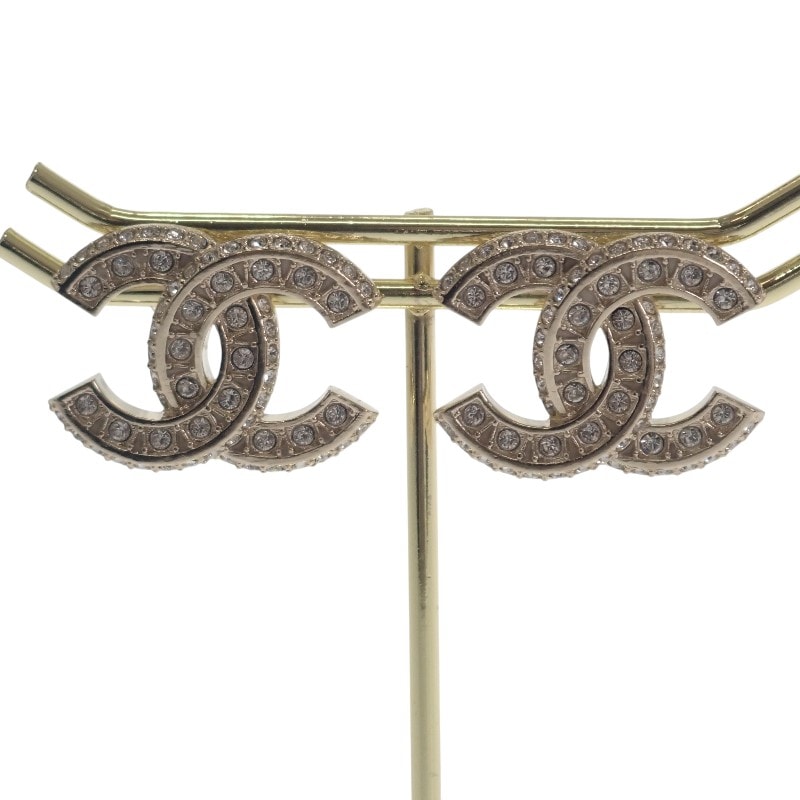 シャネル CHANEL ココマーク ピアス メタル ストラス【中古】【Aランク】