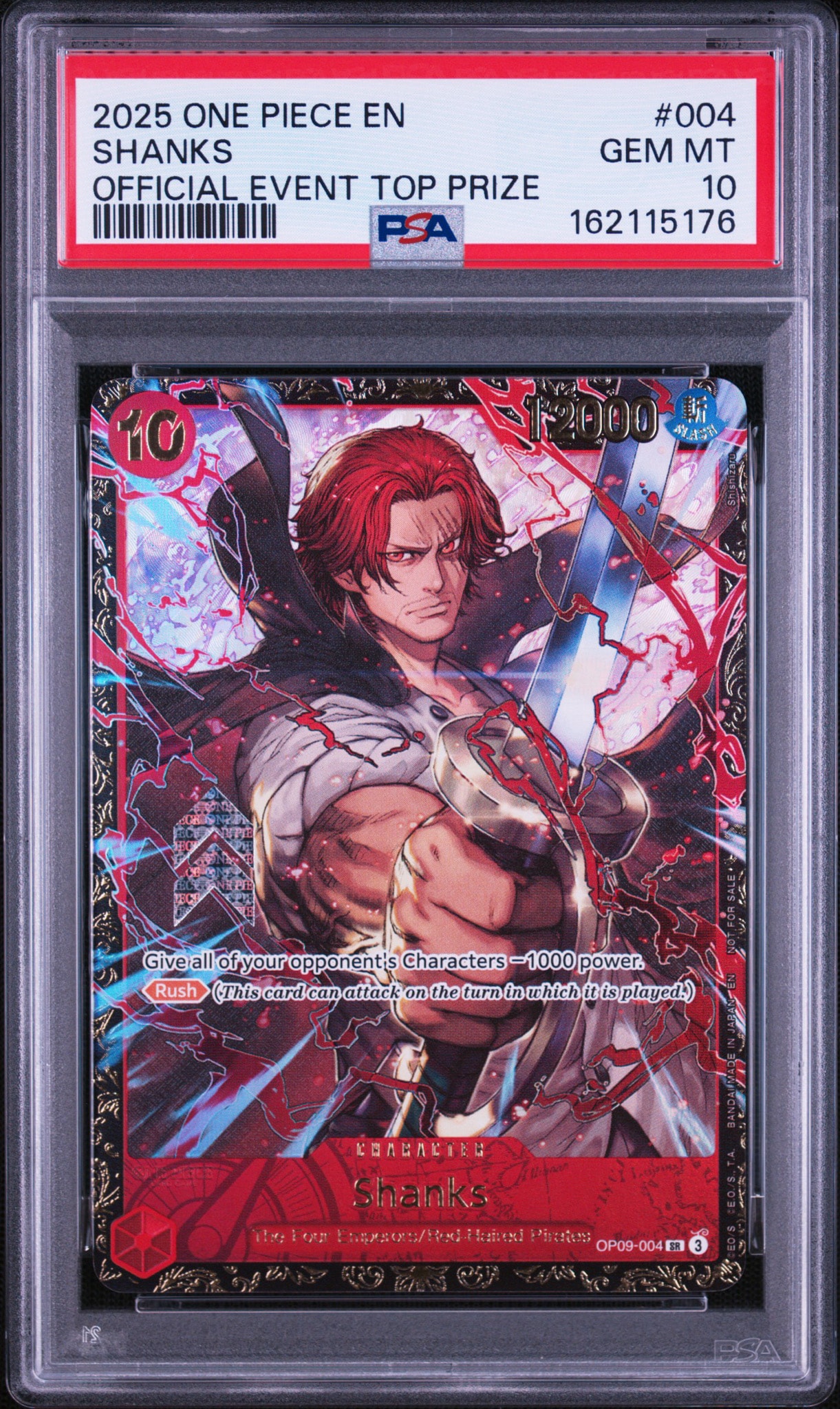PSA10】シャンクス：金背景 SR-SPC :3周年スペシャルカード [OP09-004