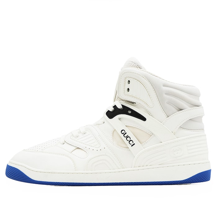 GUCCI グッチ ハイカットスニーカー サイズ 10 メンズ BASKET バスケット シグネチャー ロゴ GG インターロッキング バッシュ シューズ 靴 ホワイト ブルー 白 青 イタリア製 661301