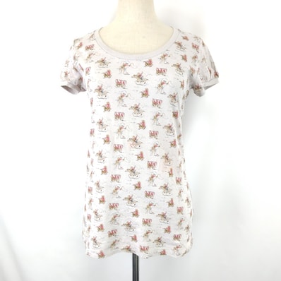 新古品?★限定!UNIQLO +J × Cath Kidston/ユニクロ★コラボ/半袖トップス/Tシャツ【レディースM/ベージュ/総柄】Tops/Shirt◆BJ180-b