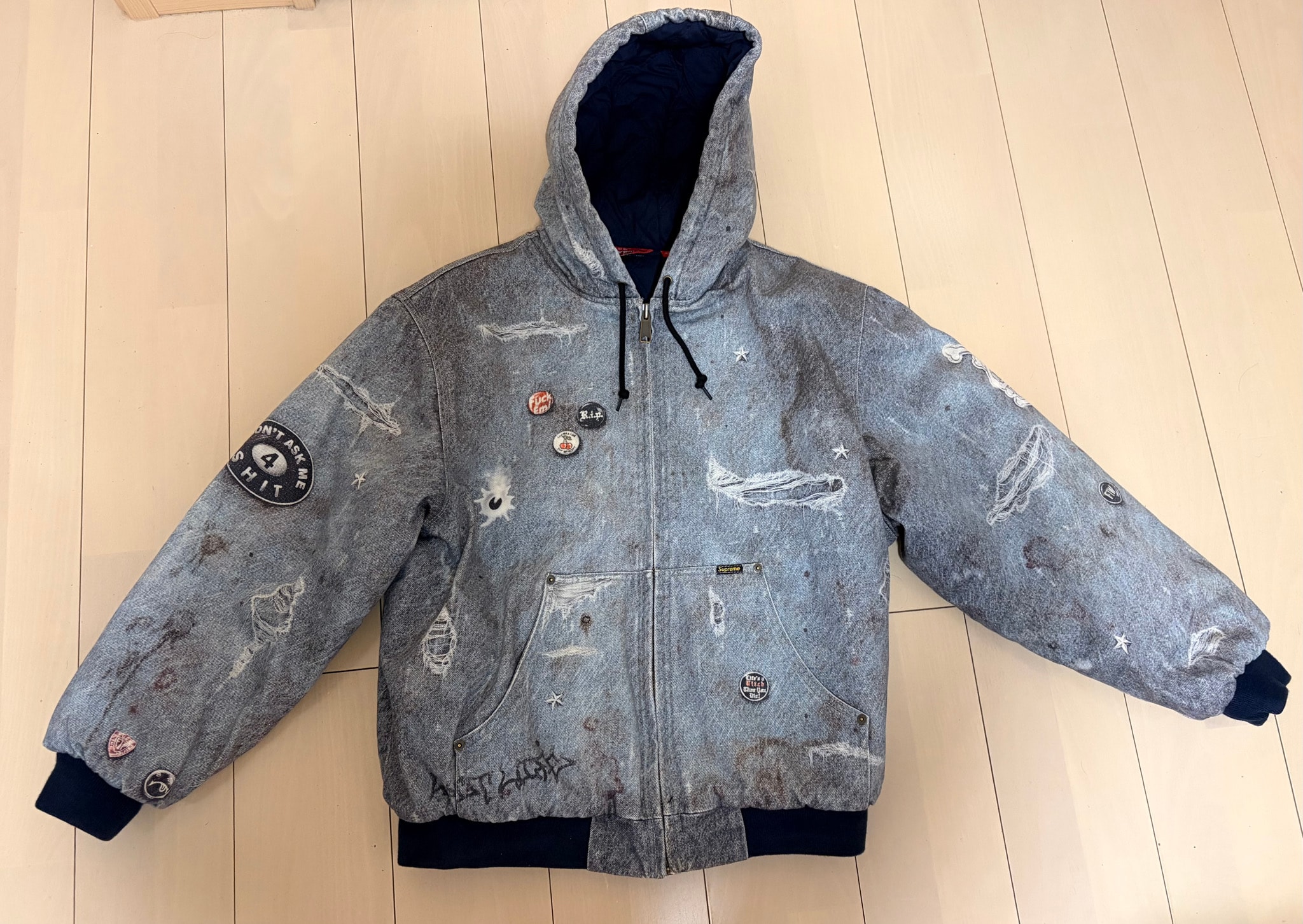 Supreme HJR Trompe Loeil Hooded Work Jacket "Blue"