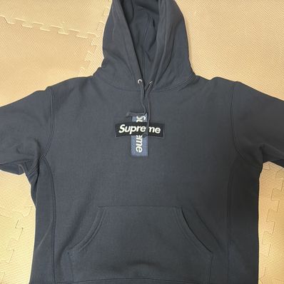 Supreme Cross Box Logo Hooded Sweatshirt "Navy"