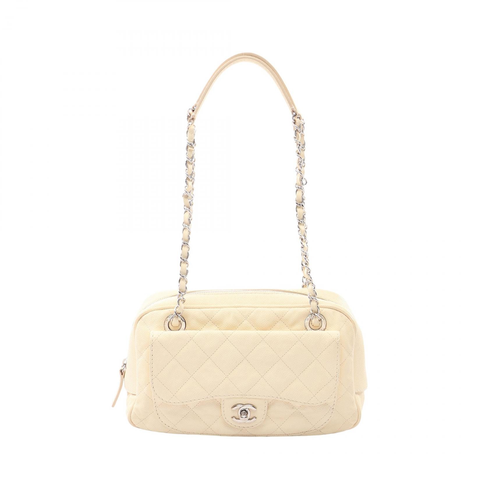 シャネル CHANEL マトラッセ ショルダーバッグ バッグ キャビアスキン(グレインドカーフ) レディース アイボリー系 【中古】