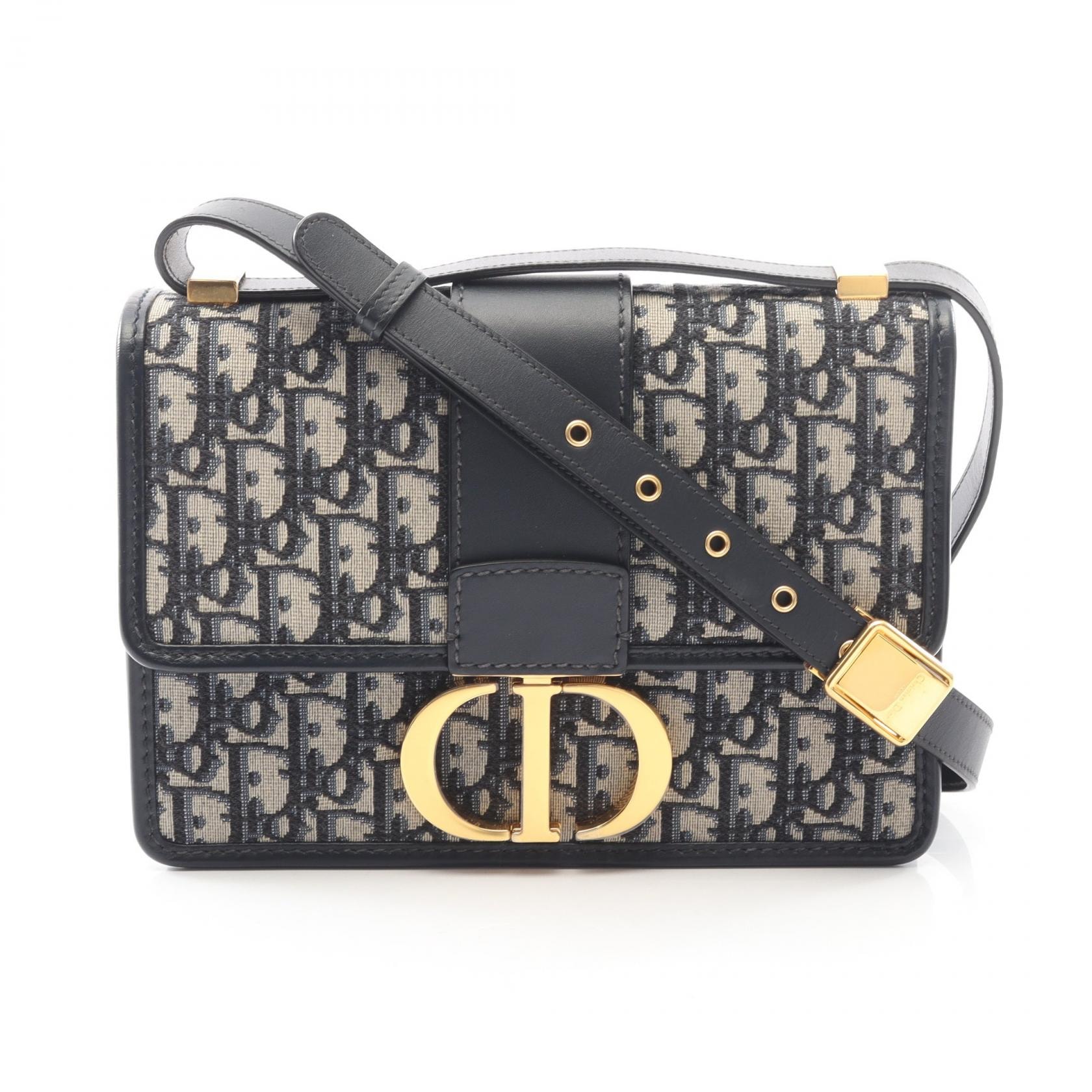 ディオール Dior 30 MONTAIGNE モンテーニュ オブリーク ジャカード ショルダーバッグ バッグ キャンバス レザー レディース ベージュ系 / ネイビー系 M9234UTZQ-M928 【中古】