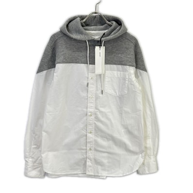 サカイ SCM-026 ホワイト×グレー ドッキング シャツ フーディ 1