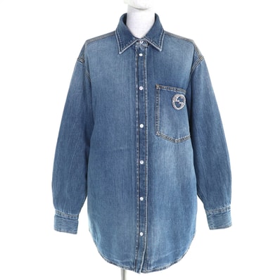 極美品 グッチ 長袖デニムシャツ インディゴブルー 38 772882