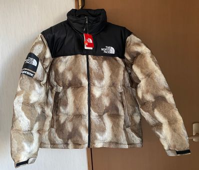 Supreme x The North Face Fur Print Nuptse Jacket "Brown"