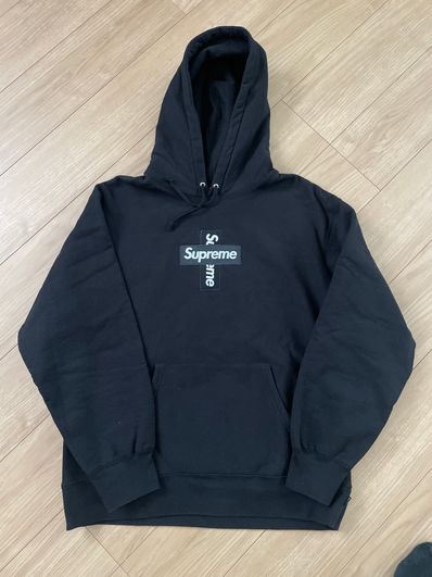 Supreme Cross Box Logo Hooded Sweatshirt "Black"