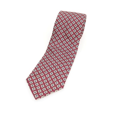 【中古】ブルックスブラザーズ Brooks Brothers シルク プリント 小紋柄ネクタイ ボルドーxホワイト【メンズ】