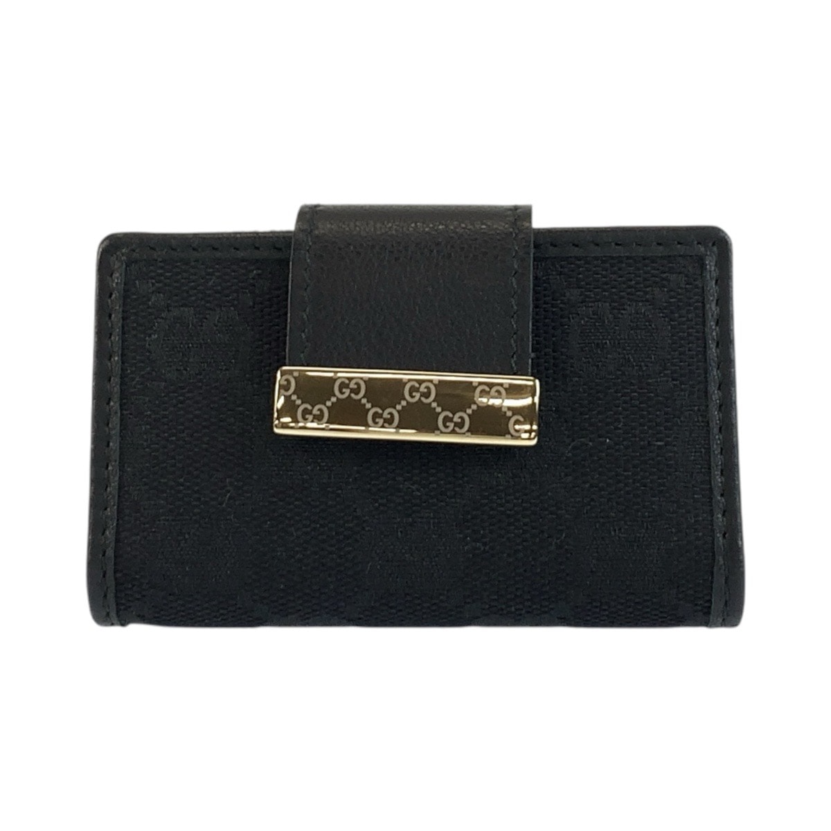 美品 GUCCI グッチ ブラック 黒 ゴールド金具 GGキャンバス レザー/ キーケース 6連 男女兼用 1-0259552 【中古】