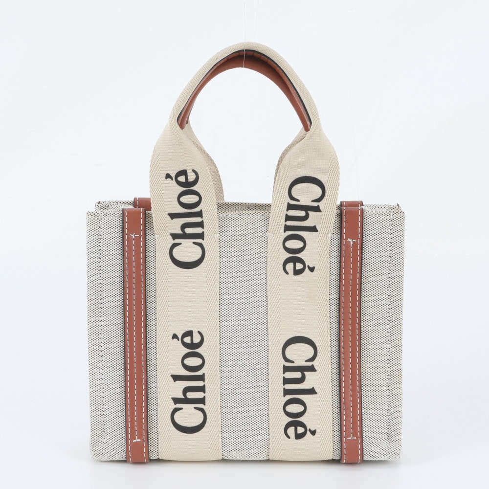 ■極美品 クロエ ウッディトート バッグ レザー×キャンバス