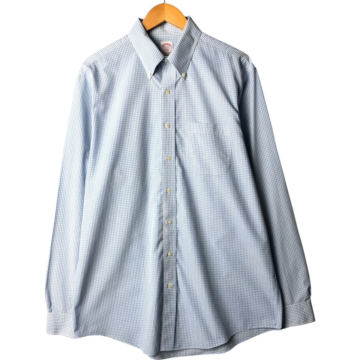 古着 ブルックスブラザーズ Brooks Brothers 346 ギンガムチェック 長袖 ボタンダウンチェックシャツ メンズL相当/eaa566931