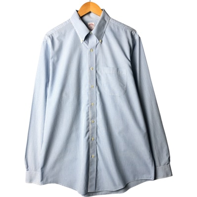 古着 ブルックスブラザーズ Brooks Brothers 346 ギンガムチェック 長袖 ボタンダウンチェックシャツ メンズL相当/eaa566931