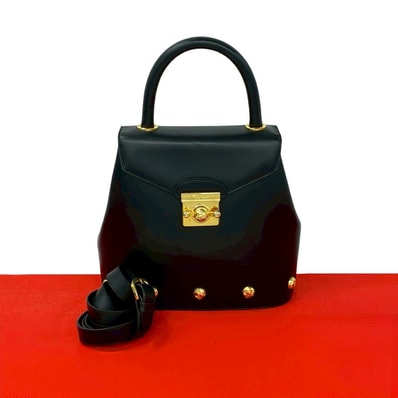 Salvatore Ferragamo サルヴァトーレフェラガモ ハイヒール パンプス金具 レザー ショルダーバッグ ブラック
77082