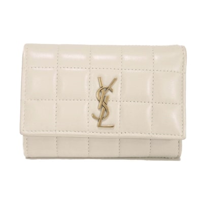 SAINT LAURENT PARIS サンローランパリ カサンドラ バイフォールドウォレット YSL キルティング アイボリー カードケース コインケース RFID IC マトラッセ カレ ブランヴィンテージ 三つ折り財布 800763 AABVP 9207
