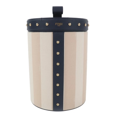 美品 FENDI フェンディ スタッズ レザー使い バニティーポーチ