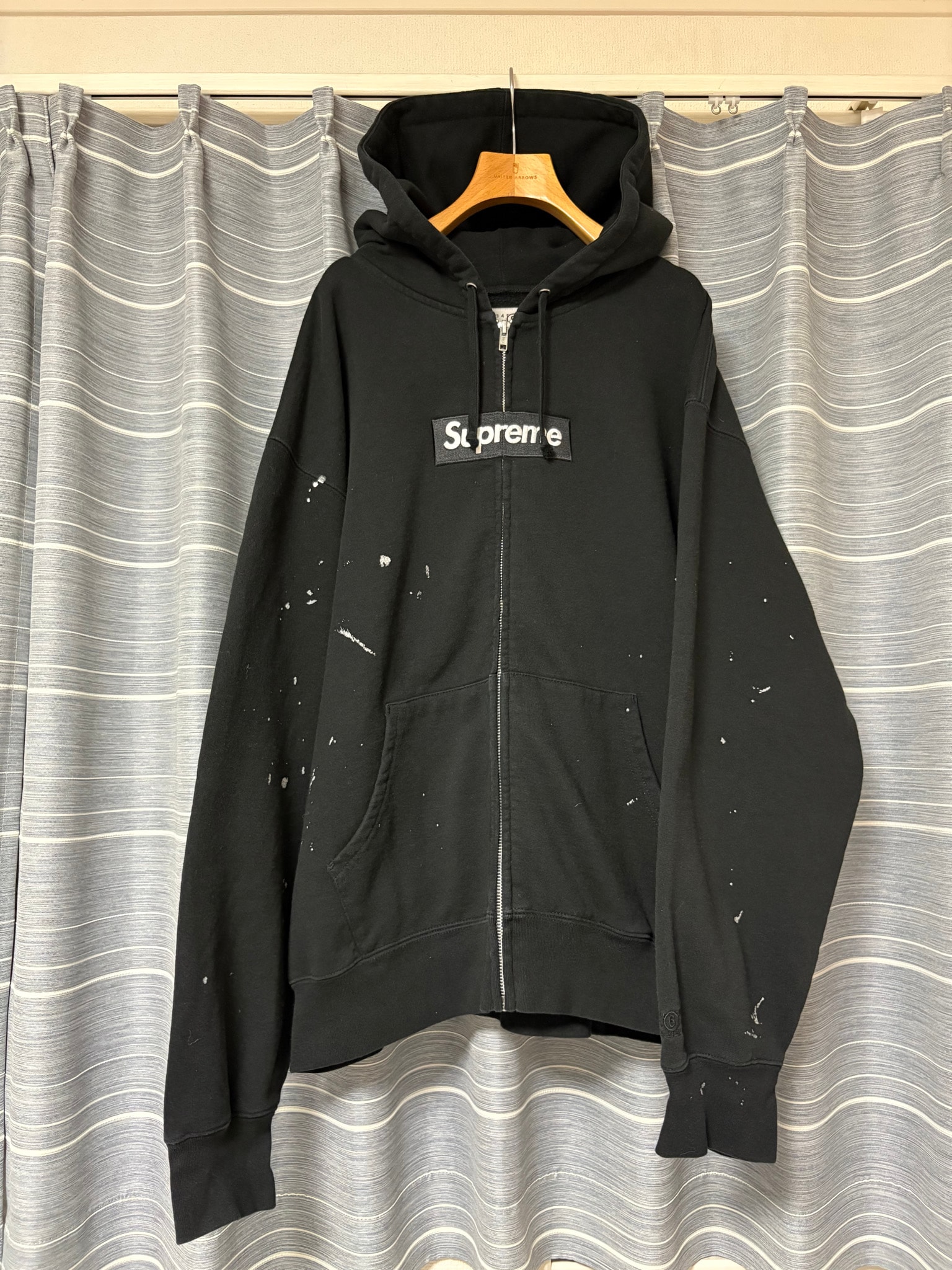 Supreme x MM6 Maison Margiela Box Logo Zip Up Hooded Sweatshirt "Black"
