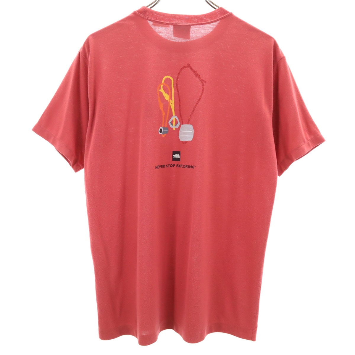 THE NORTH FACE ノースフェイス 日本製 バックプリント 半袖 Tシャツ M レッド系 アウトドア NT-7038