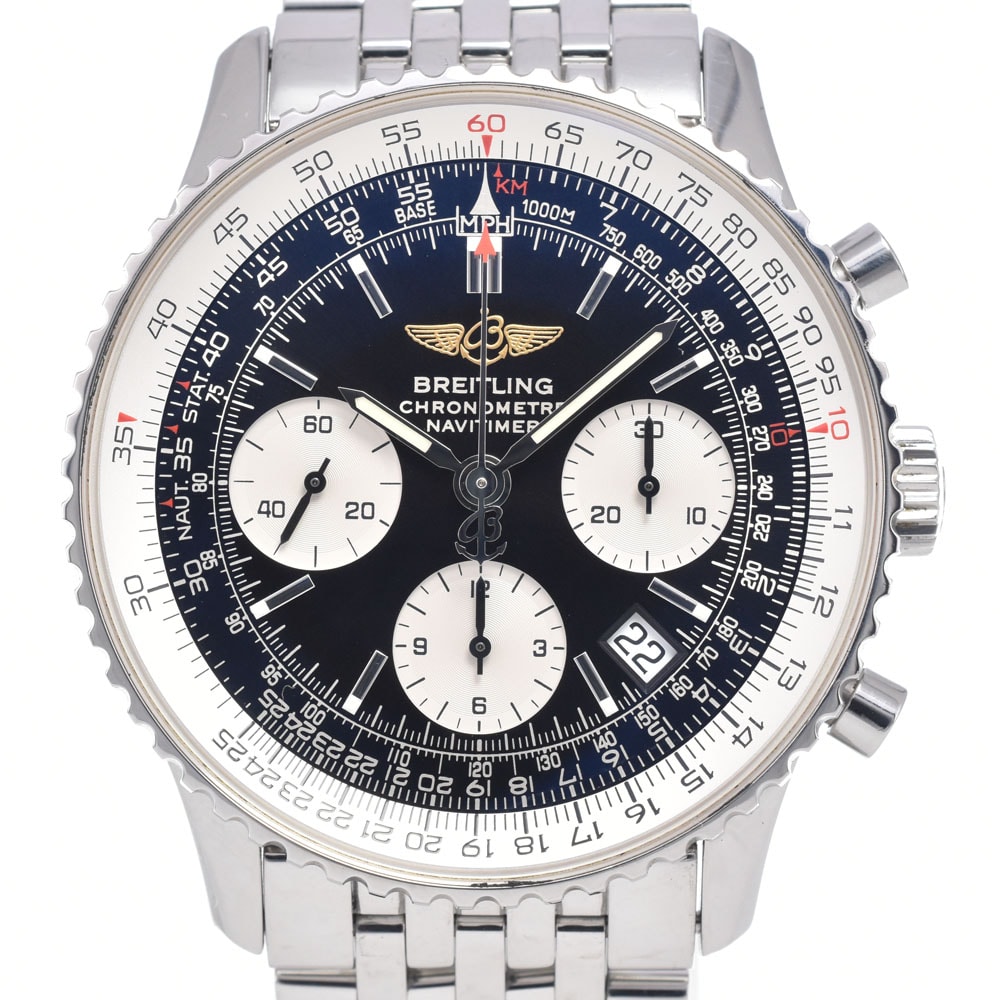 ブライトリング BREITLING A23322 ナビタイマー クロノグラフ ブラック 自動巻き メンズ 良品 腕時計 Q#149117
