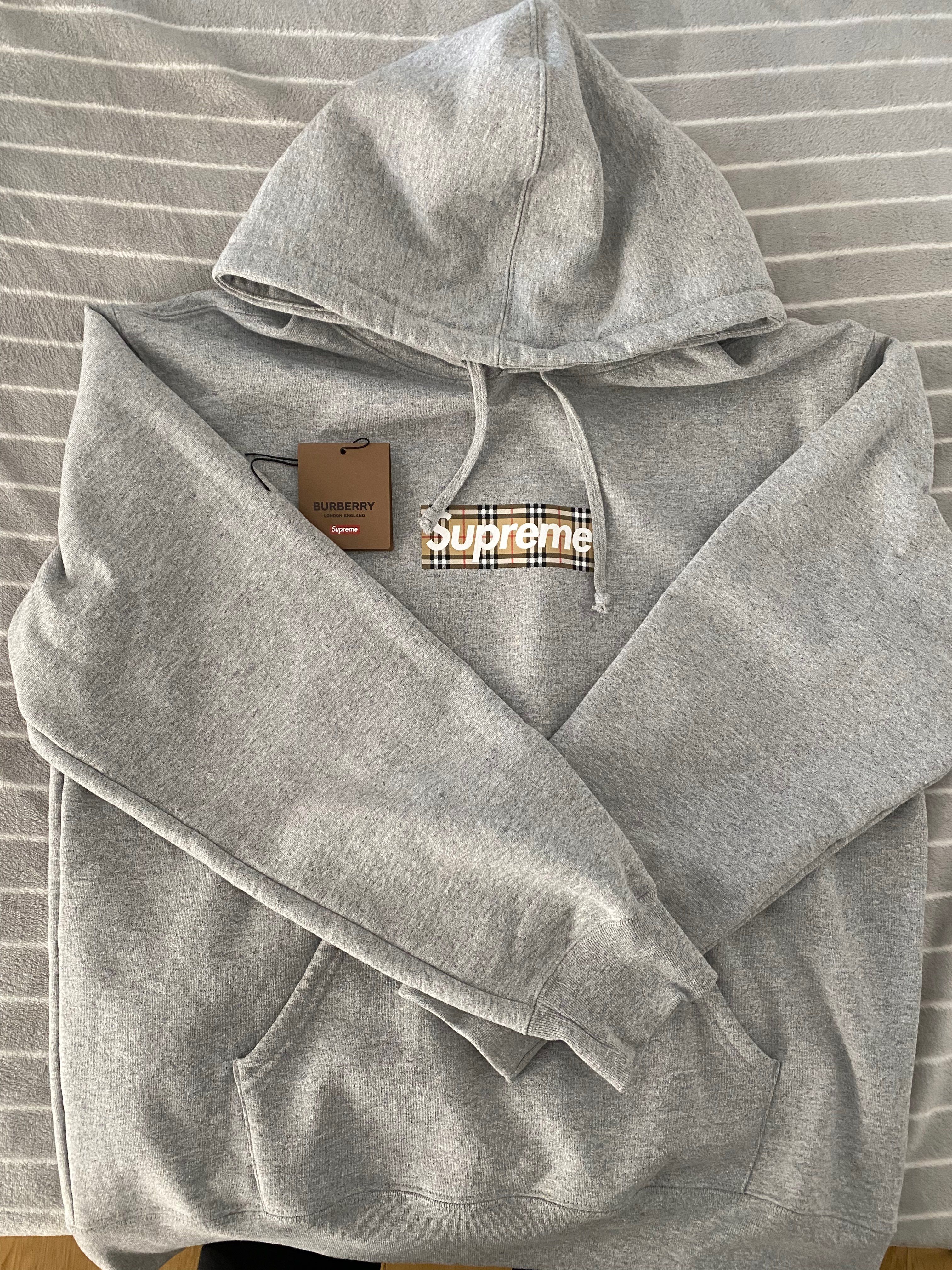 Supreme / Burberry Box Logo Hooded Sweatshirt "Heather Grey"