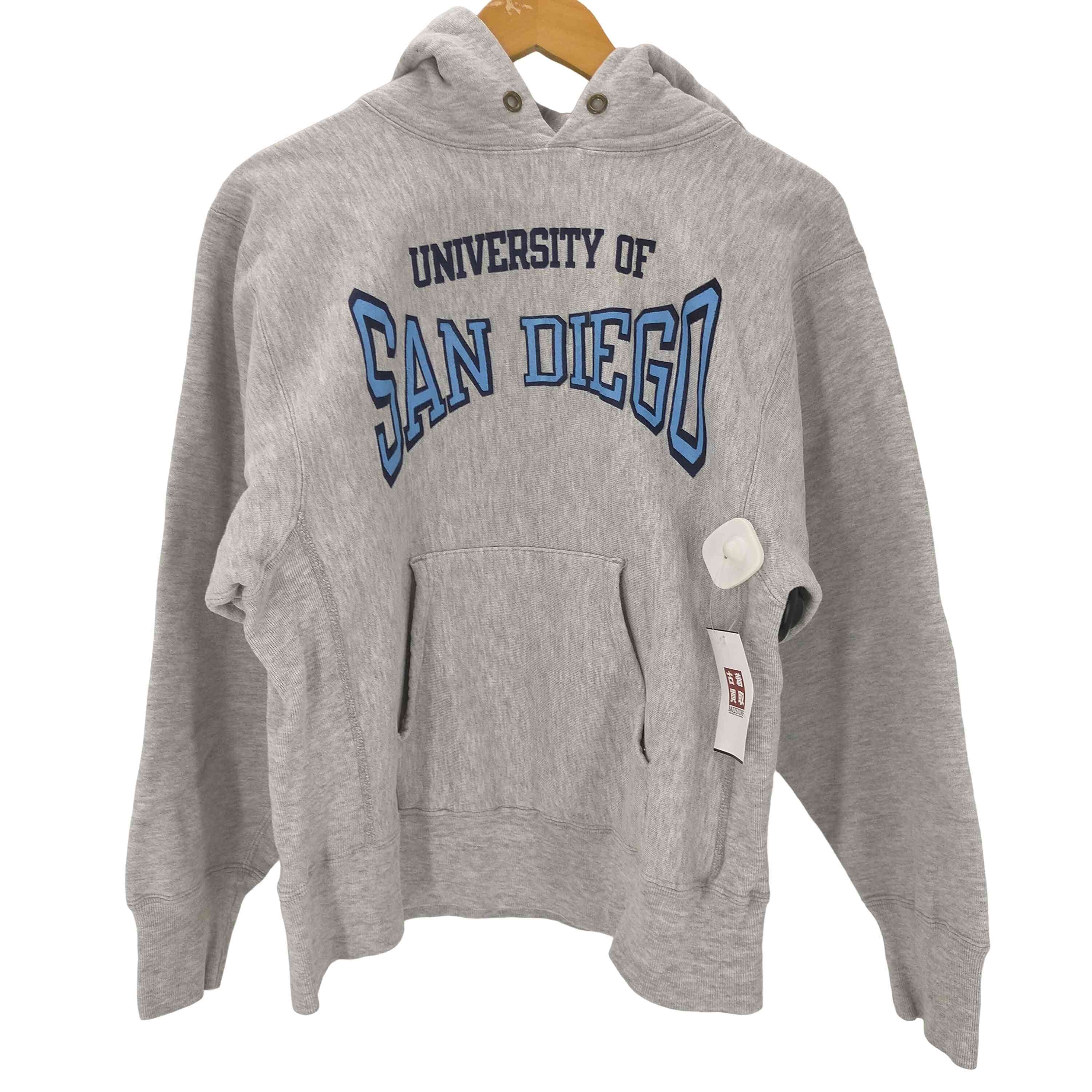 80S USA製 トリコタグ アクリル8% レーヨン3% 混紡 REVERSE WEAVE UNIVERSITY OF SAN DIEGO 2段 プリント プルオーバー パーカー【1142129599023】