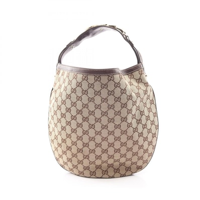 グッチ GUCCI GGキャンバス ホースビット ハンドバッグ バッグ キャンバス レザー レディース ベージュ系 / ブラウン系 170013 【中古】