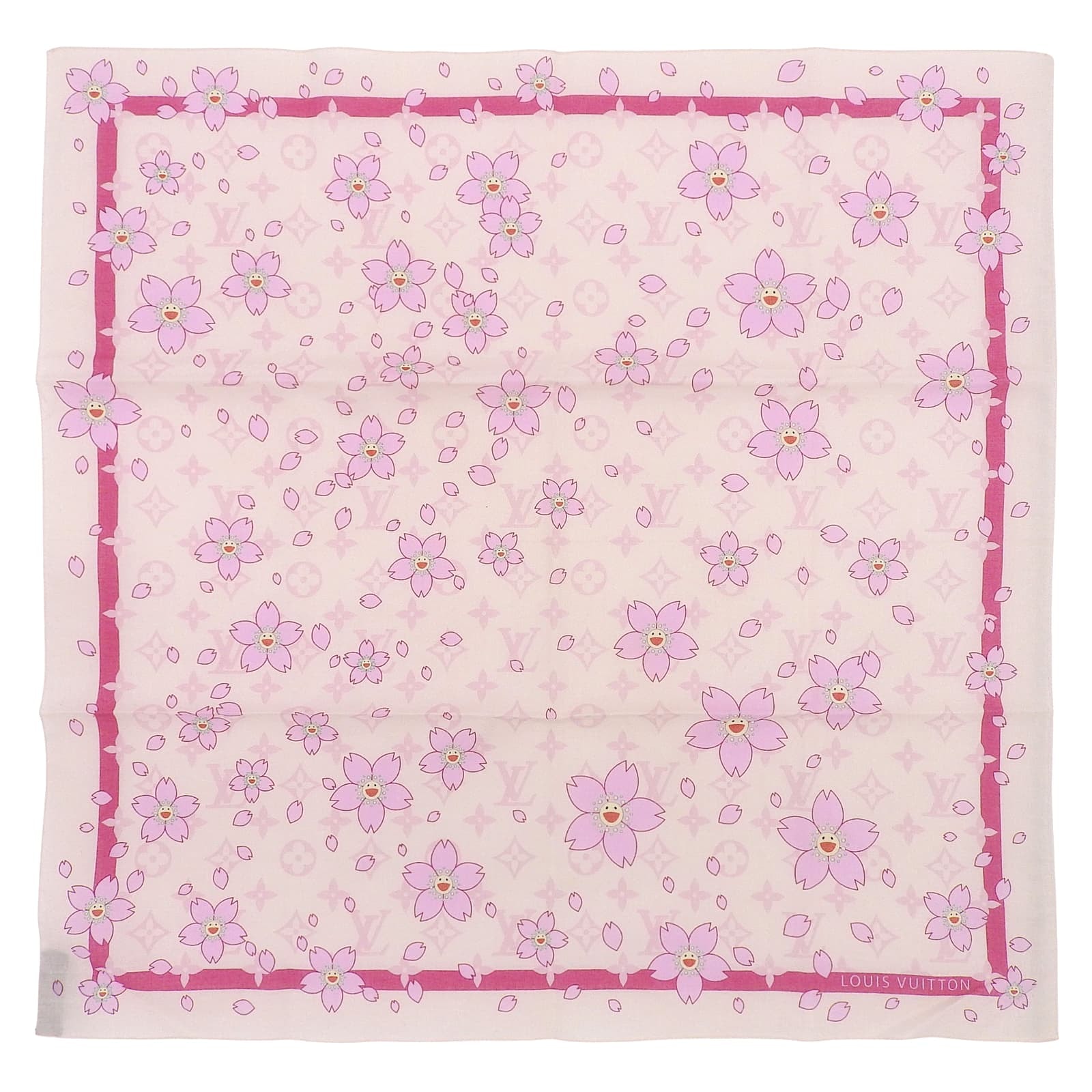 極美品 ルイヴィトン 村上隆 ハンカチ ピンク レディース