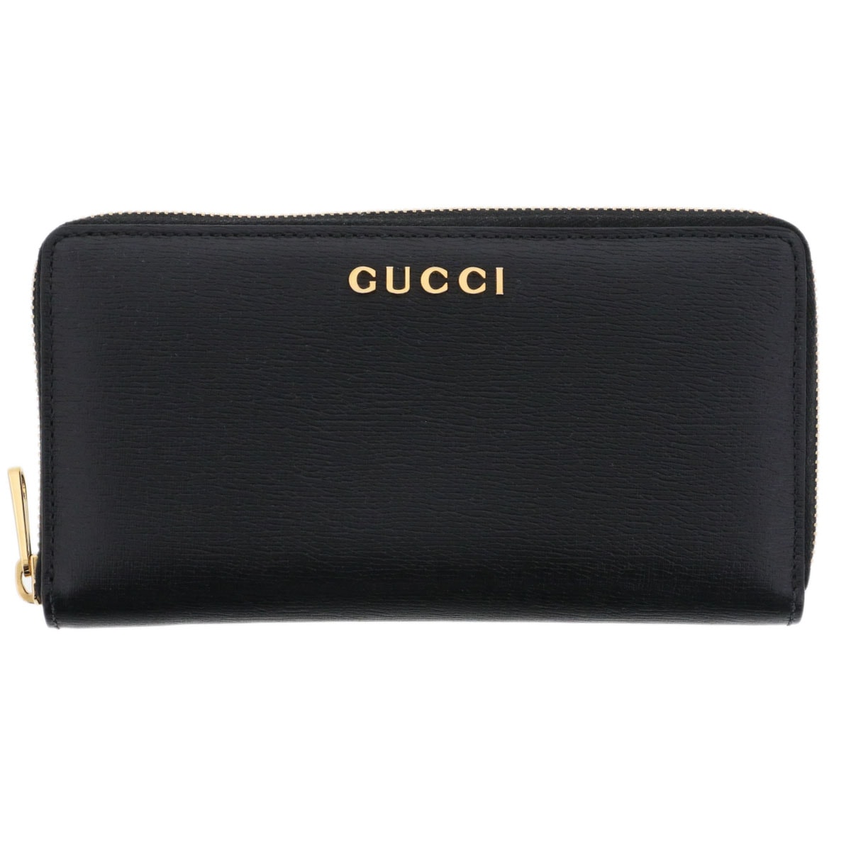 【値下げ】GUCCI グッチ GUCCIスクリプト ジップアラウンドウォレット 長財布 772642 レザー ブラック  レディース【中古】
