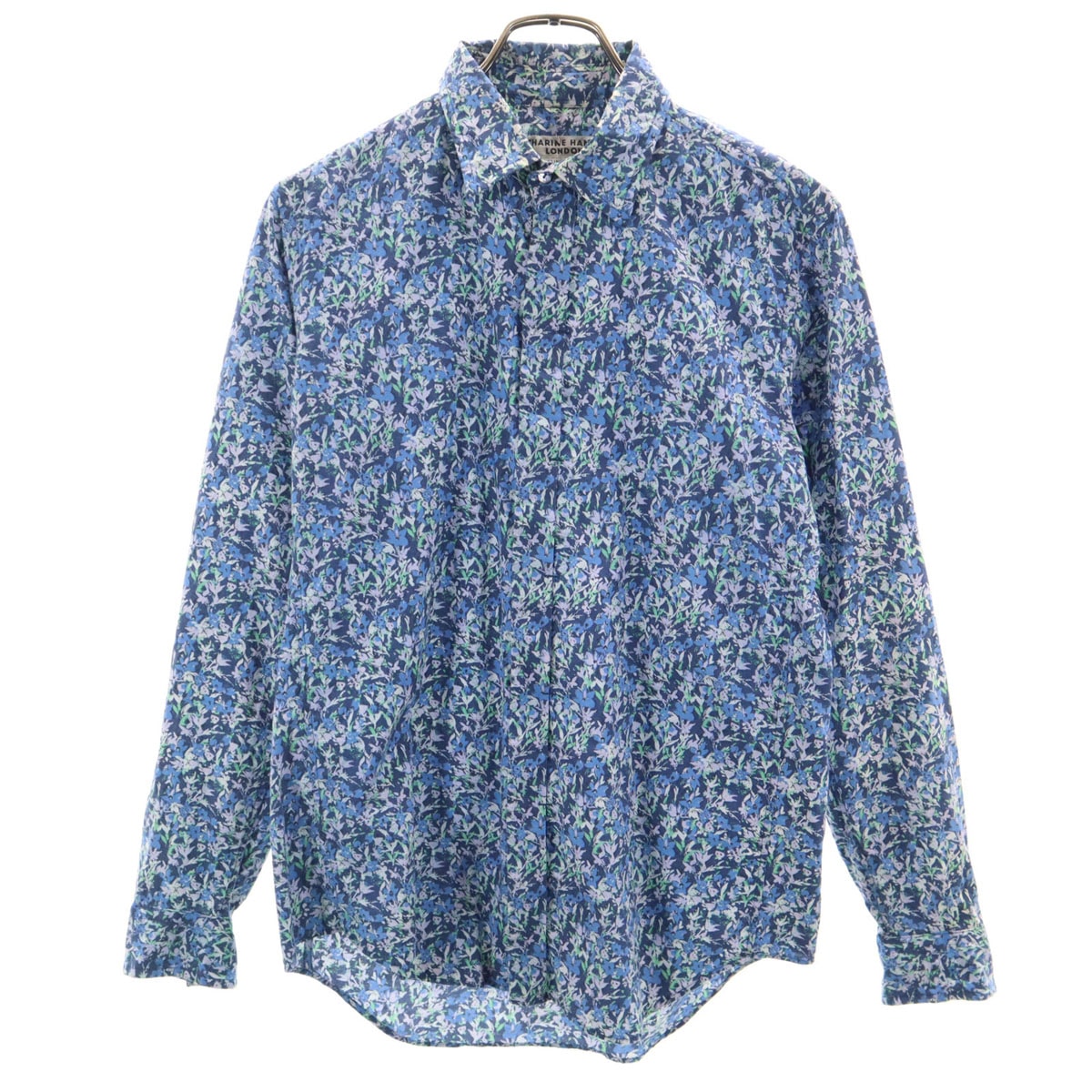 KATHARINE HAMNETT キャサリンハムネット 花柄 長袖 シャツ M ブルー系