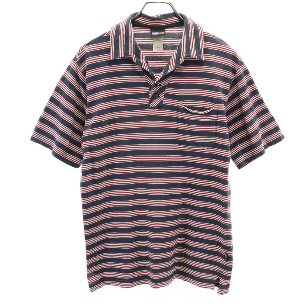 patagonia パタゴニア アウトドア 52775S9 ボーダー柄 半袖 ポロシャツ S ネイビー系