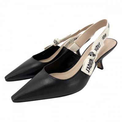 Dior ディオール パンプス J’ADIOR スリングバック リボン サンダル ファッションアイテム 靴 36.5サイズ 約23.5cm ブラック 黒 ベージュ レディース【中古品】