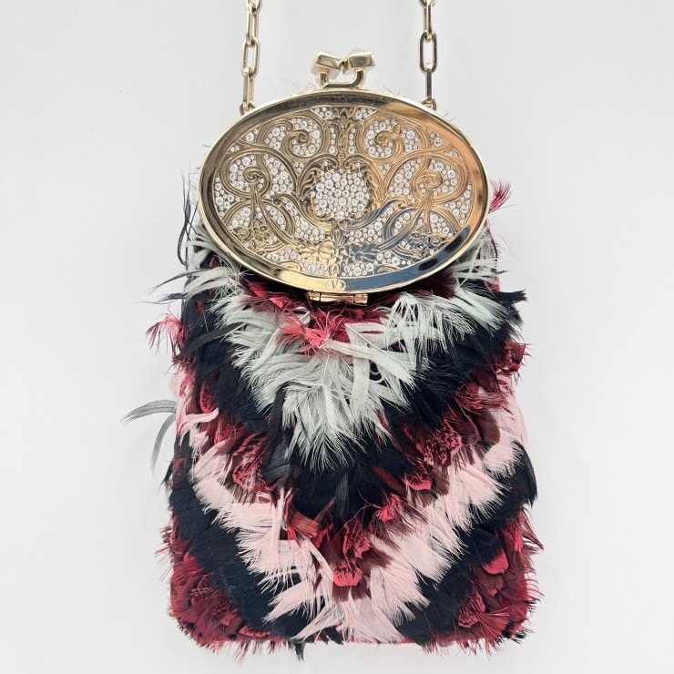 VALENTINO GARAVANI(ヴァレンティノ ガラヴァーニ)The Feather Peak V チェーンショルダーバッグ フェザー装飾 マルチカラー ゴールド金具 レディース 【中古】