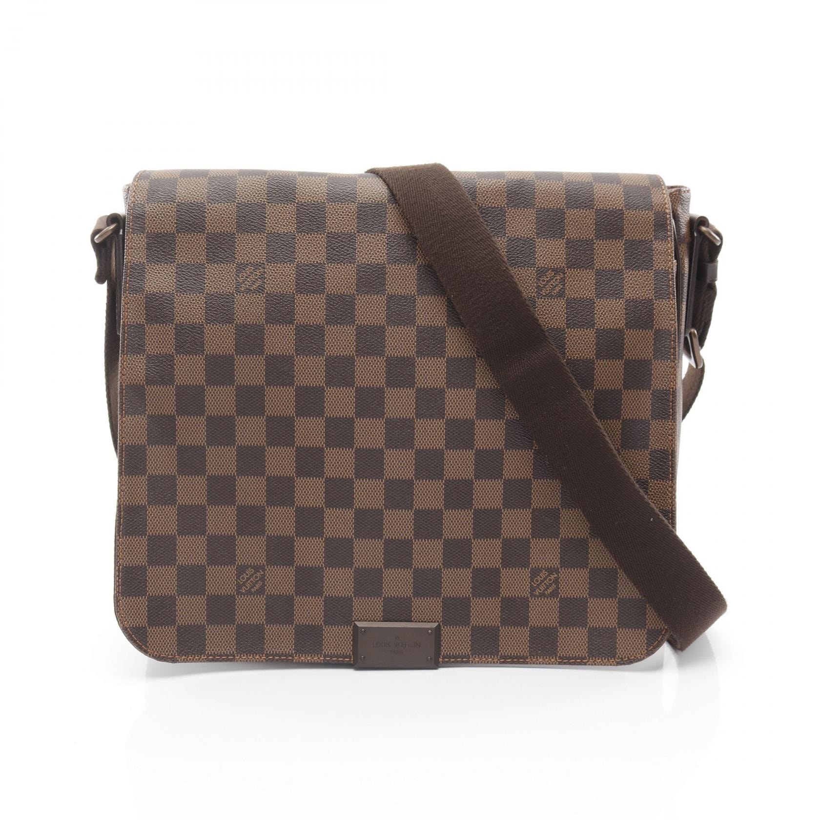ルイ・ヴィトン LOUIS VUITTON ディストリクトMM ダミエエベヌ ショルダーバッグ バッグ PVCコーティングキャンバス レザー メンズ レディース ブラウン系 N41212 【中古】