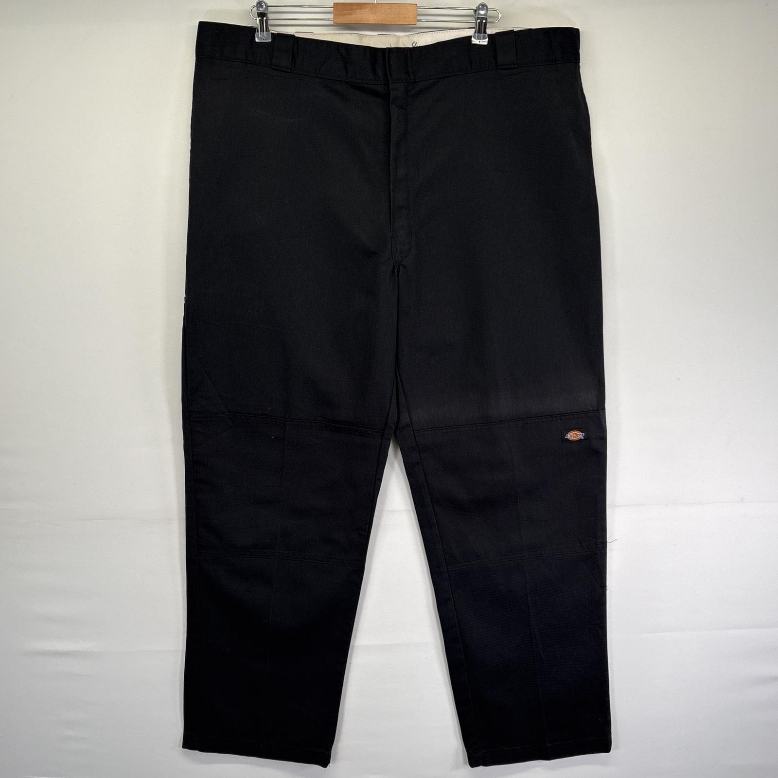 古着 ディッキーズ Dickies ワークパンツ ダブルニー サイドポケット ジッパーフライ ルーズフィット 作業着 w44 L34  ブラック メンズ