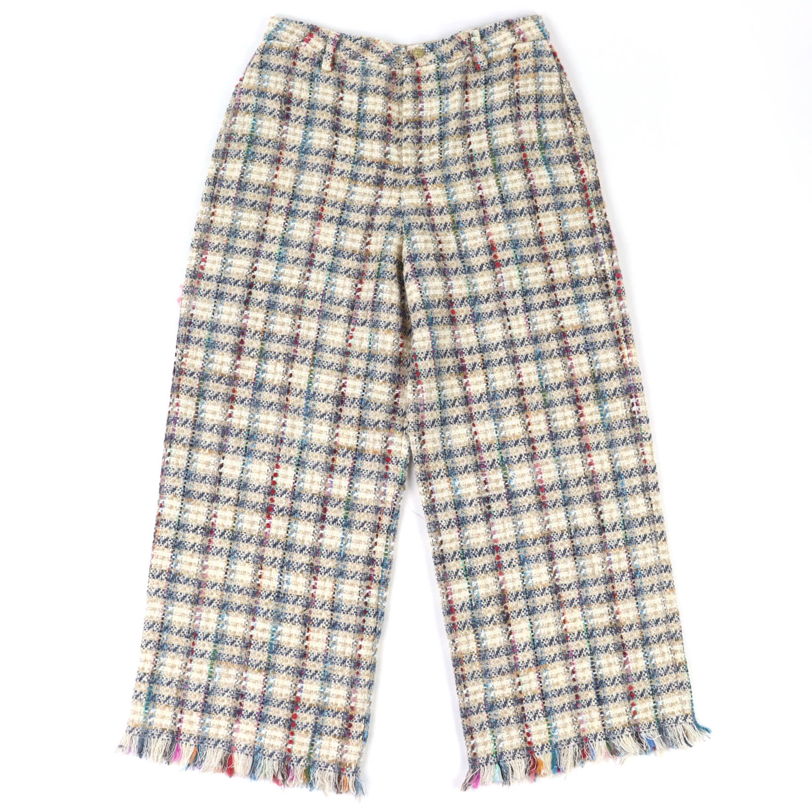 極美品 エトロ チェック柄 ツイードパンツ 42 211-14096-1579