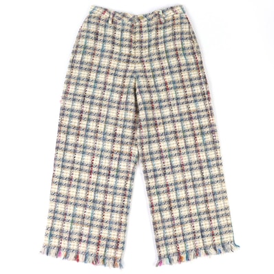極美品 エトロ チェック柄 ツイードパンツ 42 211-14096-1579
