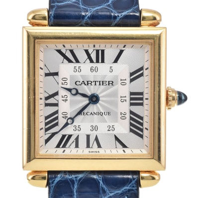 カルティエ CARTIER W1516956 タンクオビュ LM シルバー 手巻き メンズ 良品 腕時計 J#150176