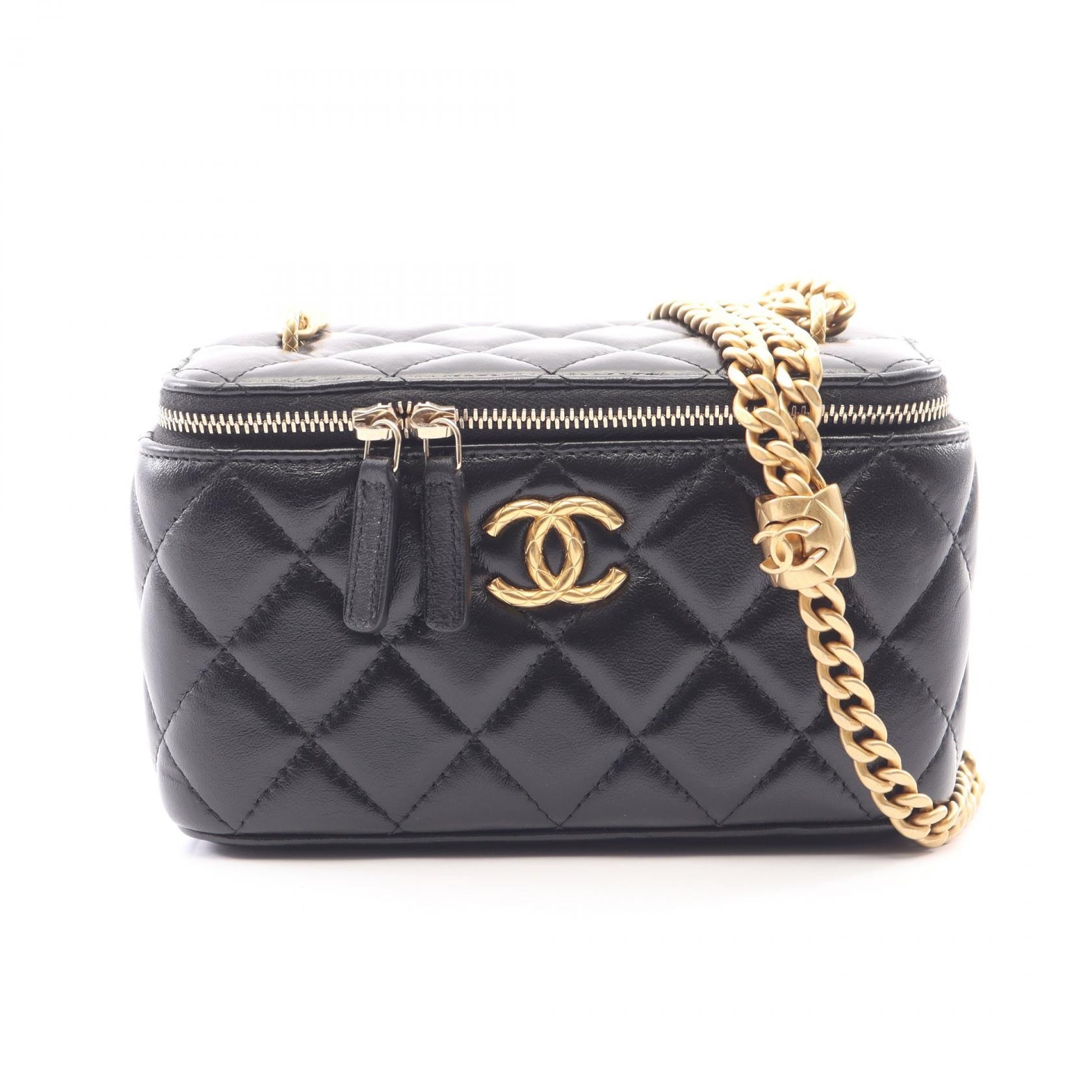 シャネル CHANEL マトラッセ バニティ ショルダーバッグ バッグ ラムスキン(羊革) レディース ブラック系 【中古】