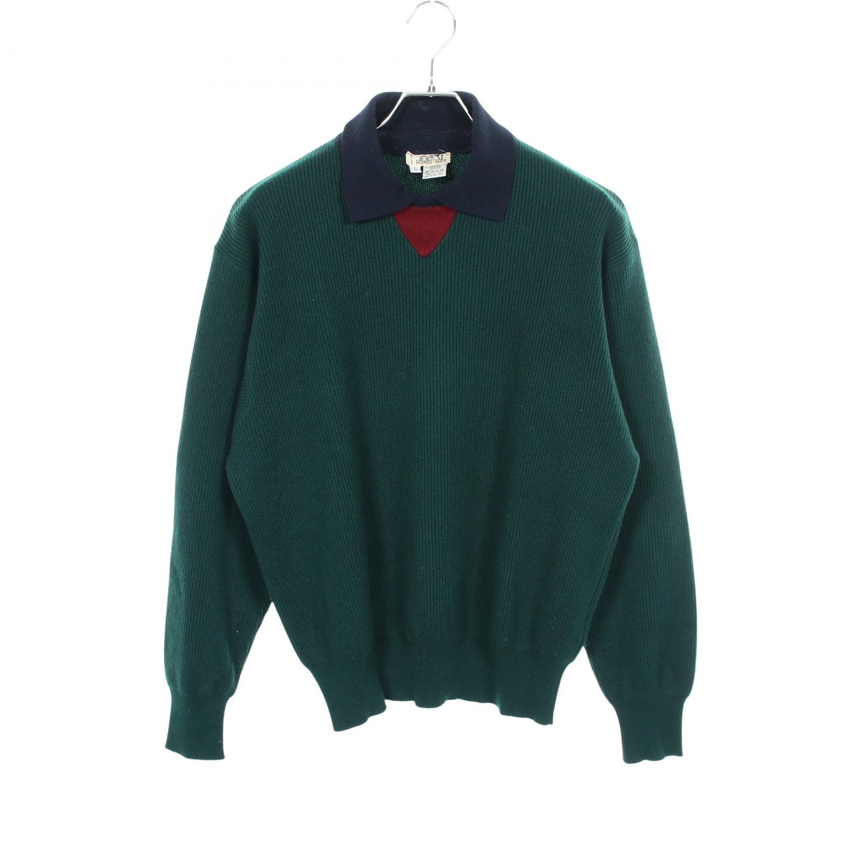 エルメス HERMES 襟付き ニット 衣料品 トップス カシミヤ ボルドー メンズ グリーン系 / ネイビー系 / ボルドー系 【中古】