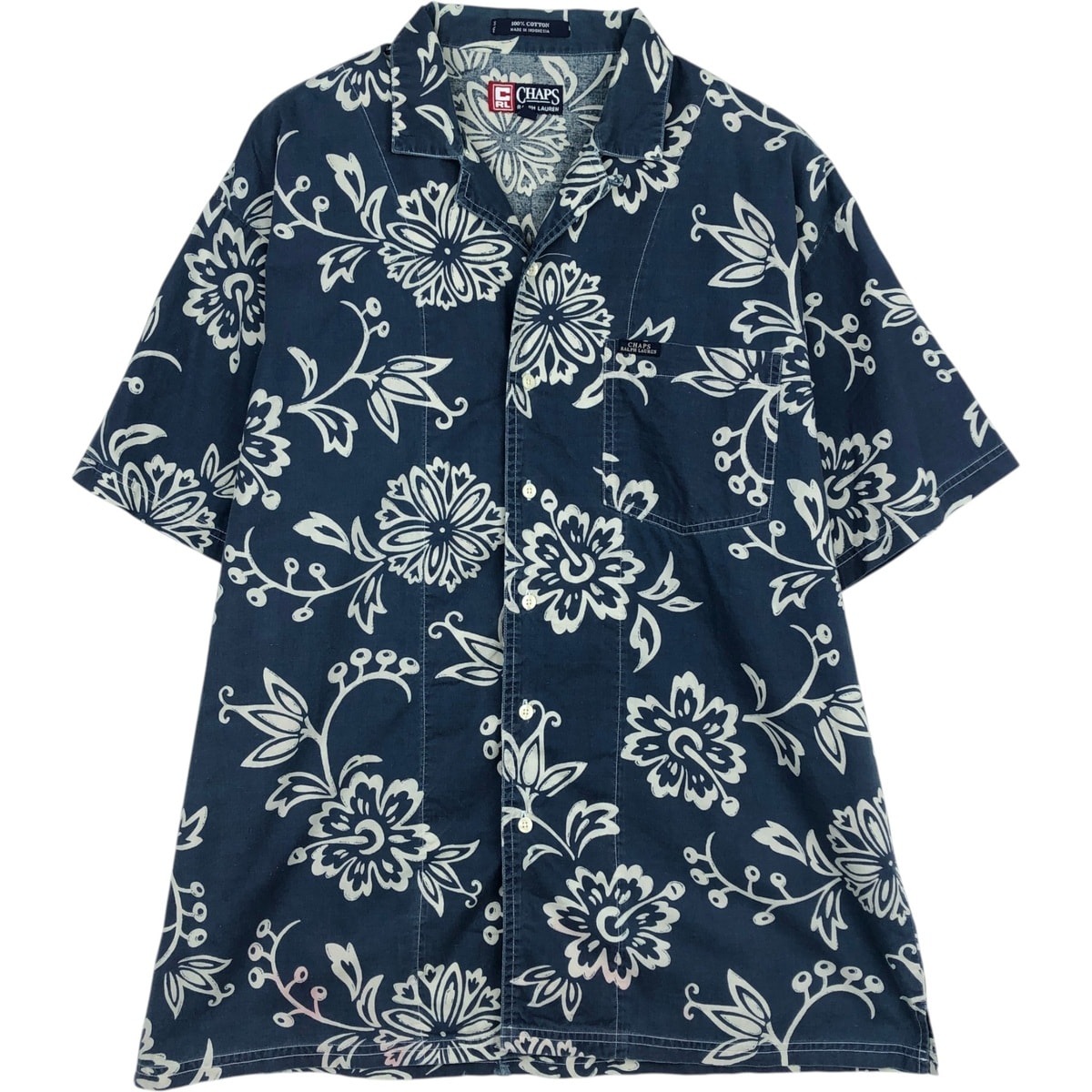 古着 ラルフローレン Ralph Lauren CHAPS チャップス 総柄 花柄 ハワイアンアロハシャツ ボックスシャツ メンズL相当/eaa635939
