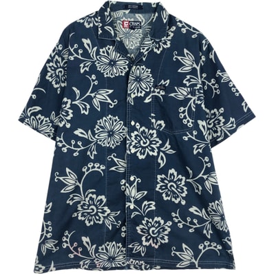 古着 ラルフローレン Ralph Lauren CHAPS チャップス 総柄 花柄 ハワイアンアロハシャツ ボックスシャツ メンズL相当/eaa635939