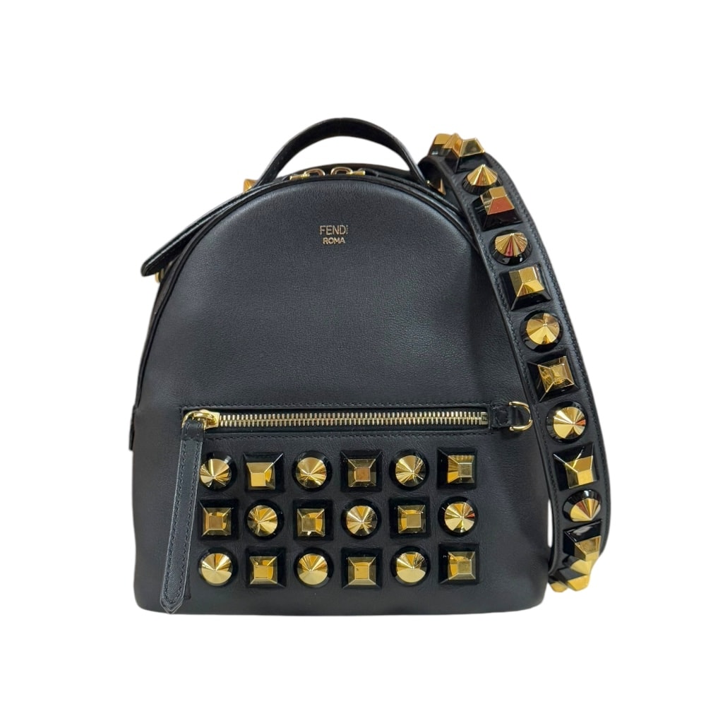 フェンディ ボルサヴィットドルチェスタッズ ショルダーバッグ レザー 8BT281 ブラック レディース FENDI  中古