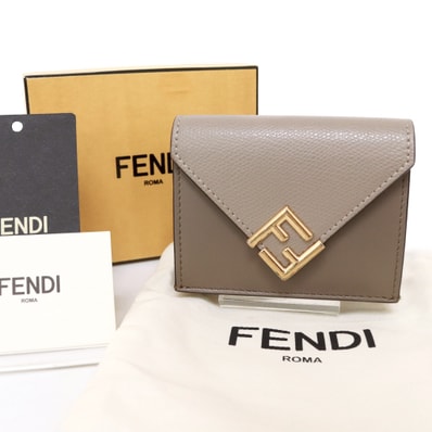 FENDI FF Diamonds Wallet Two-tone Leather "Gray"